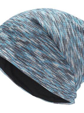 Womens Patterned Blue Warm Knit Winter Pull-On Classic Slouchy Stretch Skull Cap